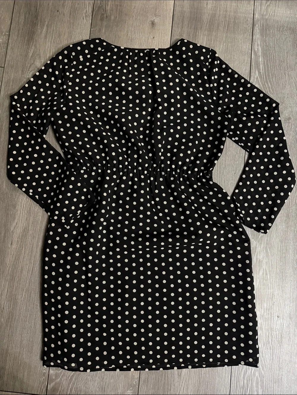 J. Crew Black Dress with White Polka Dots, Long Sleeve